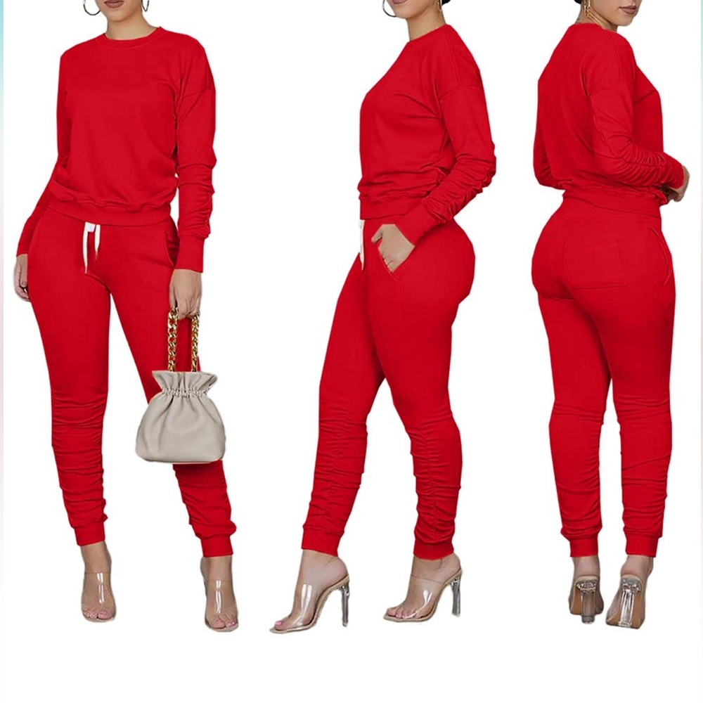 NWT Bright Red Tracksuit/Sweatsuit 2 PIECE SET! Size Medium (+Small)